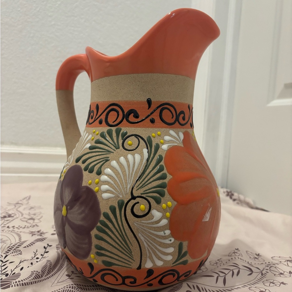 Handcrafted Floral Ceramic Pitcher